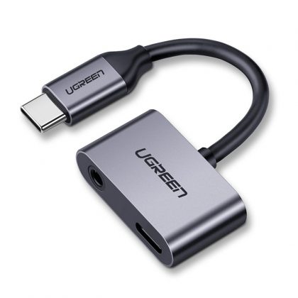 Ugreen USB Type C - USB Type C / 3,5 mm mini jack headphone adapter audio and charging 1,5A gray (50596)