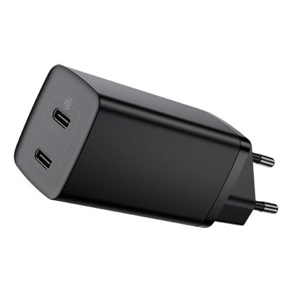 Baseus GaN2 Lite φορτιστής 2x USB Type C 65W, Μαύρος (CCGAN2L-E01)