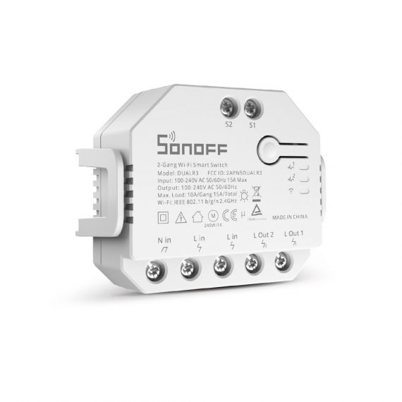 Sonoff Ασύρματος Διπλός Διακόπτης Dual R3, Λευκός (DUALR3)