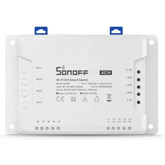 Sonoff 4CH R3 Smart Ενδιάμεσος Διακόπτης Wi-Fi, Λευκός