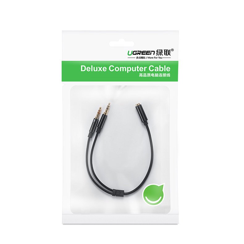 Ugreen AUX splitter cable 3.5 mm mini jack (female) - 2x 3.5 mm mini jack (male - microphone and headphones) black (AV140 20899) - Image 5