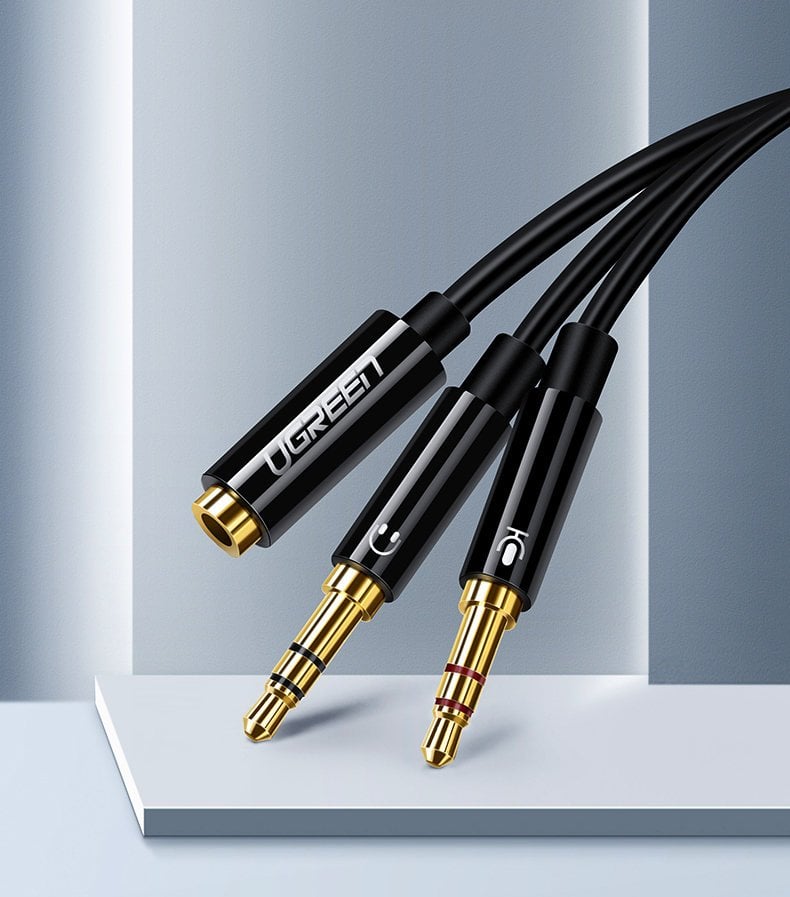 Ugreen AUX splitter cable 3.5 mm mini jack (female) - 2x 3.5 mm mini jack (male - microphone and headphones) black (AV140 20899) - Image 2