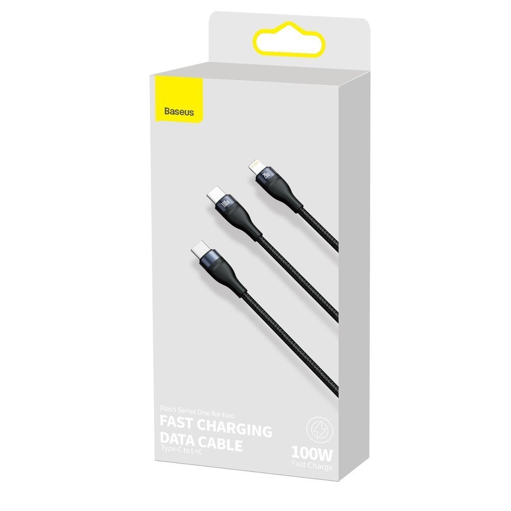 Baseus Flash Series 2in1 USB Typ C - USB Typ C / Lightning fast charging cable Power Delivery Quick Charge 100 W 1,2 m black (CA1T2-F01) - Image 5