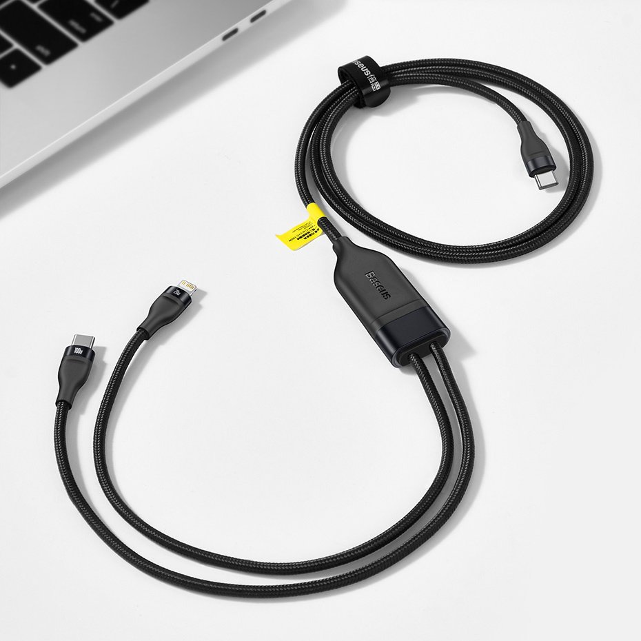 Baseus Flash Series 2in1 USB Typ C - USB Typ C / Lightning fast charging cable Power Delivery Quick Charge 100 W 1,2 m black (CA1T2-F01) - Image 15