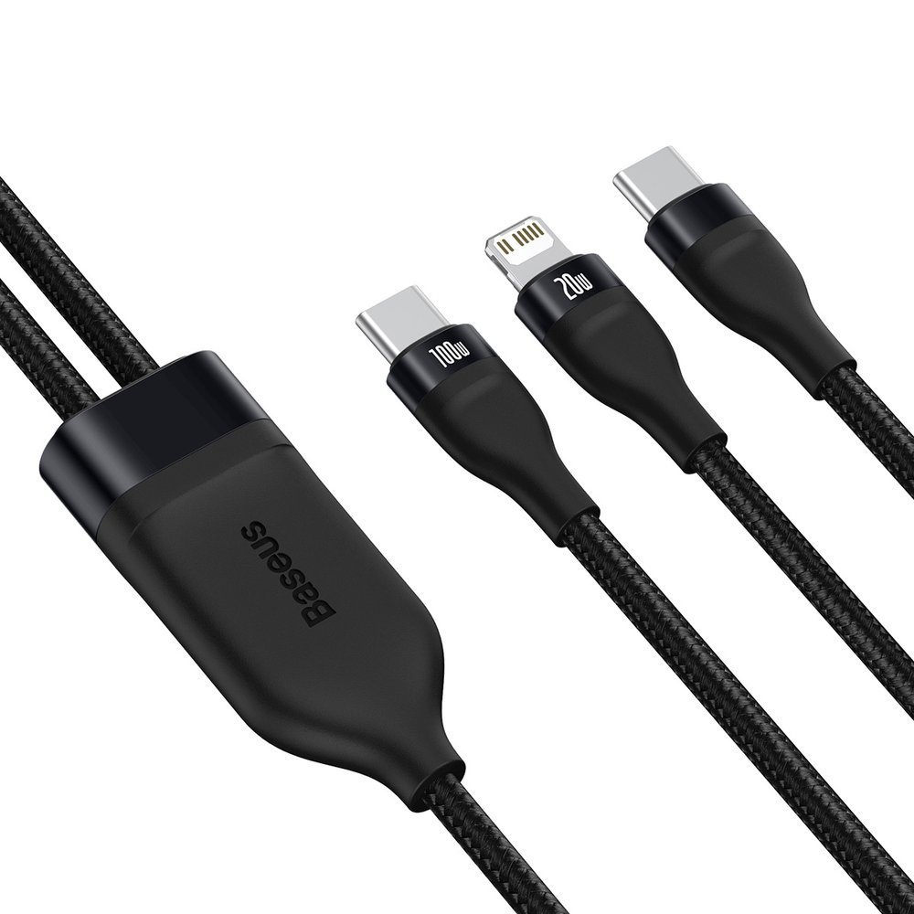 Baseus Flash Series 2in1 USB Typ C - USB Typ C / Lightning fast charging cable Power Delivery Quick Charge 100 W 1,2 m black (CA1T2-F01) - Image 2