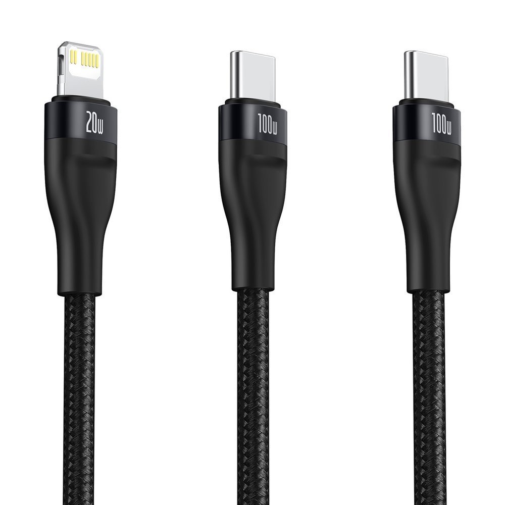 Baseus Flash Series 2in1 USB Typ C - USB Typ C / Lightning fast charging cable Power Delivery Quick Charge 100 W 1,2 m black (CA1T2-F01) - Image 10