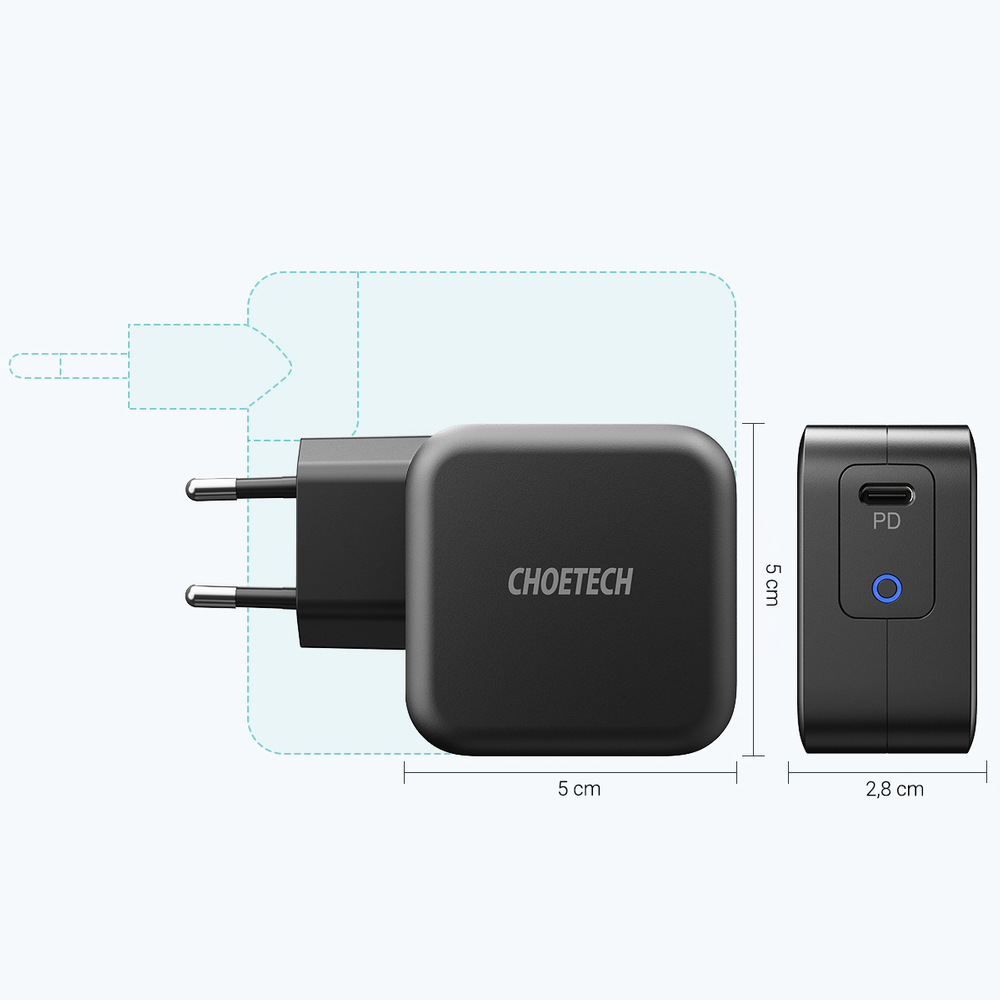 Choetech GaN USB Type C wall charger 61W Power Delivery black (Q6006) - Image 4