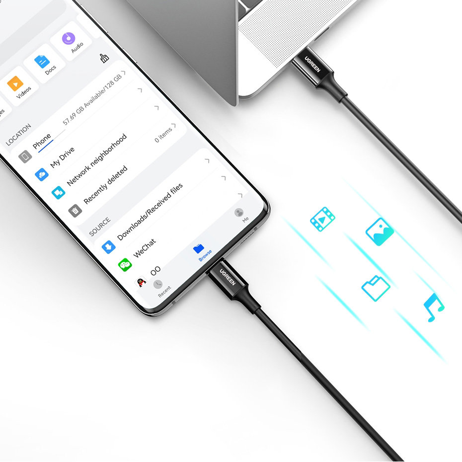 Ugreen cable USB Type C (male) to Type C (male) cable 1m white (US300) - Image 8