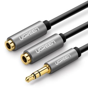 Splitter ήχου 3.5 mm – Ugreen cable 3.5 mm headphone splitter mini jack AUX 20cm (2 x audio output) silver (10532)