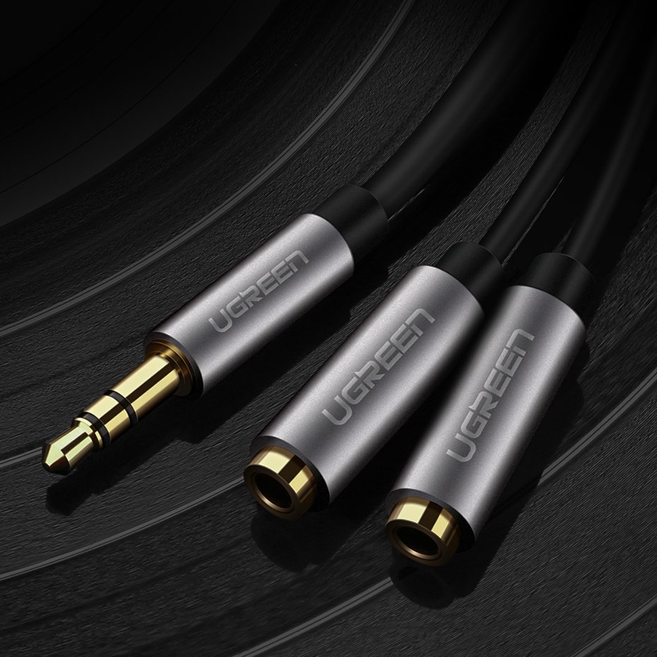 Ugreen cable 3.5 mm headphone splitter mini jack AUX 20cm (2 x audio output) silver (10532) - Image 2