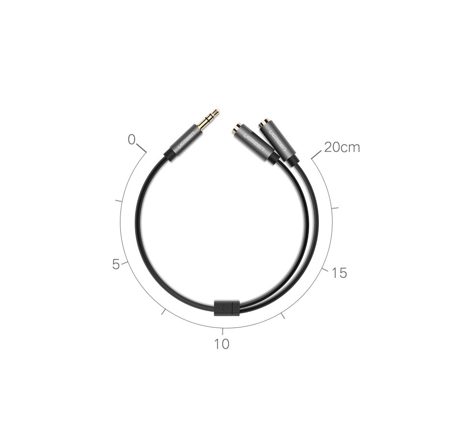 Ugreen cable 3.5 mm headphone splitter mini jack AUX 20cm (2 x audio output) silver (10532) - Image 9