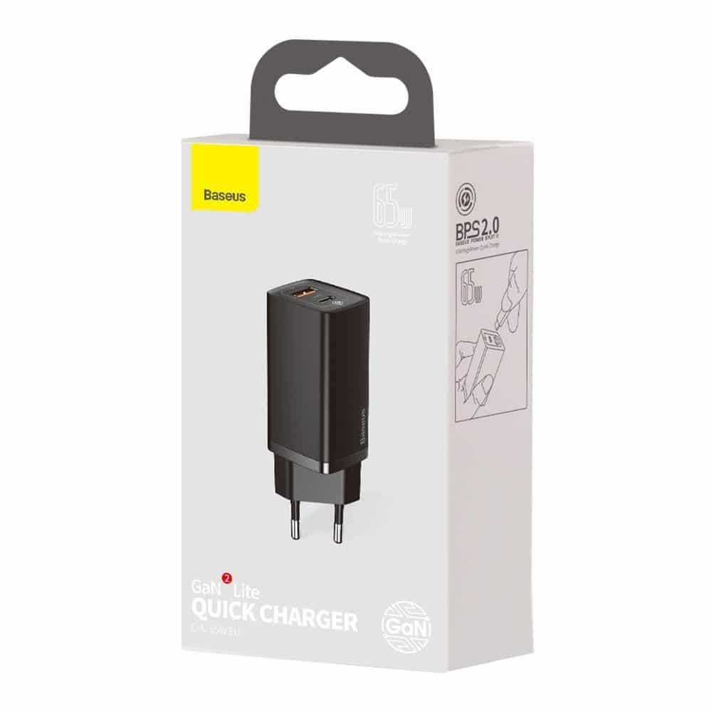 Baseus GaN2 Lite Φορτιστής Fast 65W USB / USB Type C, Μαύρος (CCGAN2L-B01) - Image 4
