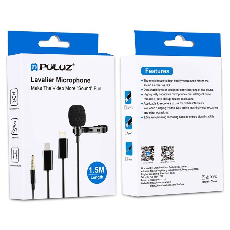 Puluz Jack Lavalier Wired Condenser μικρόφωνο 1.5m jack 3.5mm PU424 - Image 4