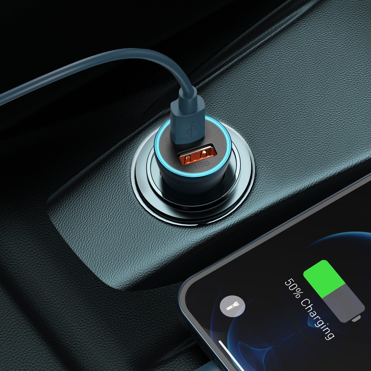 Baseus Golden Contactor Pro car charger, USB + USB-C, QC4.0+, PD, SCP, 40W (blue) + USB-C - Lightning cable 1m (blue) - Image 10