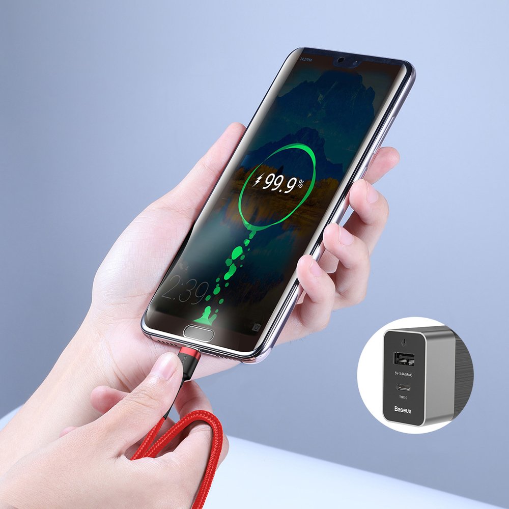 Baseus Cafule Καλώδιο Durable Nylon Cord USB-C PD / USB-C PD PD2.0 60W 20V 3A QC3.0 2M Μαύρο-Κόκκινο (CATKLF-H91) - Image 10