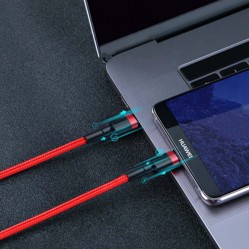 Baseus Cafule Καλώδιο Durable Nylon Cord USB-C PD / USB-C PD PD2.0 60W 20V 3A QC3.0 2M Μαύρο-Κόκκινο (CATKLF-H91) - Image 11