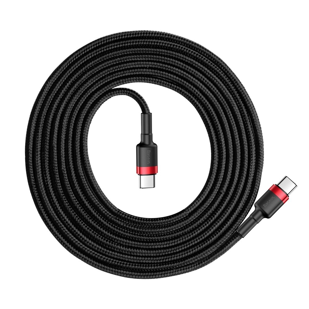 Baseus Cafule Καλώδιο Durable Nylon Cord USB-C PD / USB-C PD PD2.0 60W 20V 3A QC3.0 2M Μαύρο-Κόκκινο (CATKLF-H91) - Image 3