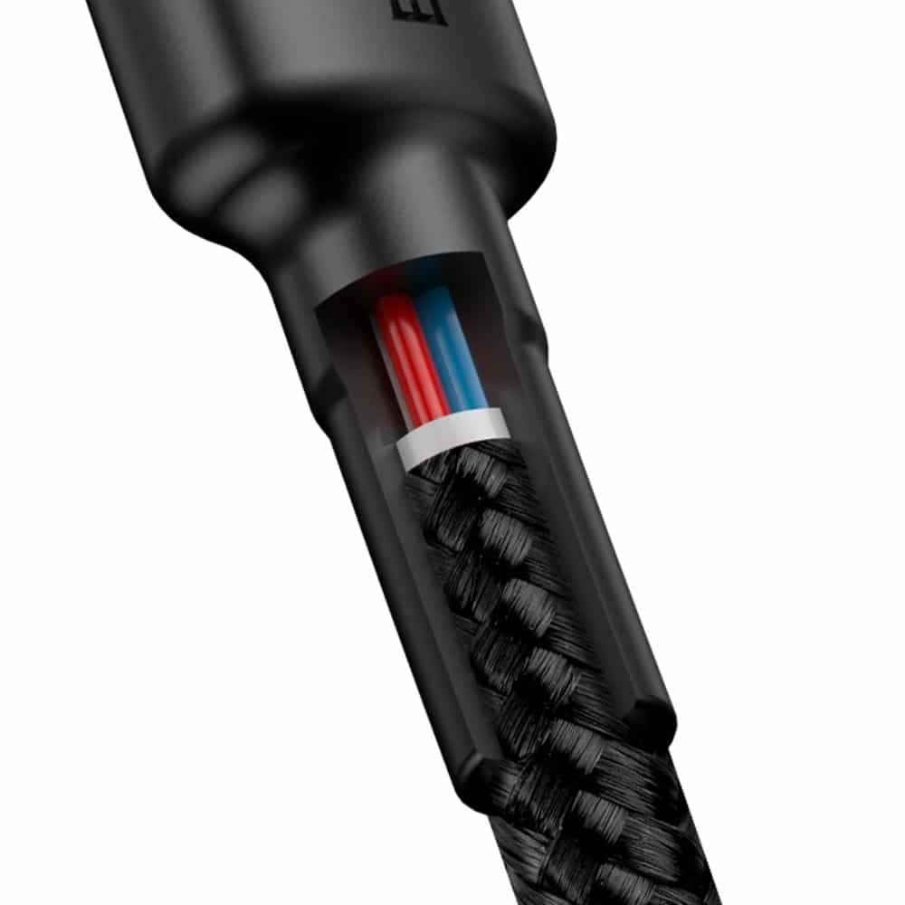 Baseus Cafule Καλώδιο Durable Nylon Cord USB-C PD / USB-C PD PD2.0 60W 20V 3A QC3.0 2M Μαύρο-Κόκκινο (CATKLF-H91) - Image 4