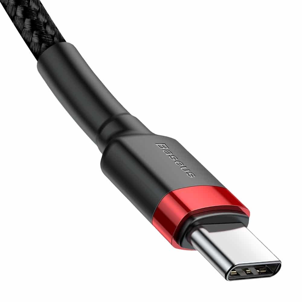 Baseus Cafule Καλώδιο Durable Nylon Cord USB-C PD / USB-C PD PD2.0 60W 20V 3A QC3.0 2M Μαύρο-Κόκκινο (CATKLF-H91) - Image 5