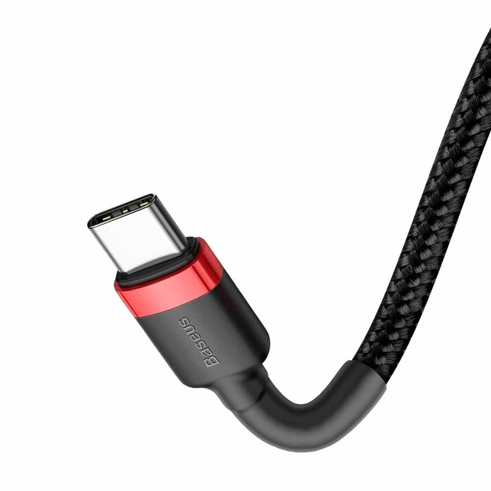 Baseus Cafule Καλώδιο Durable Nylon Cord USB-C PD / USB-C PD PD2.0 60W 20V 3A QC3.0 2M Μαύρο-Κόκκινο (CATKLF-H91) - Image 6