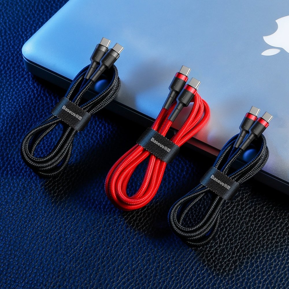 Baseus Cafule Καλώδιο Durable Nylon Cord USB-C PD / USB-C PD PD2.0 60W 20V 3A QC3.0 2M Μαύρο-Κόκκινο (CATKLF-H91) - Image 8