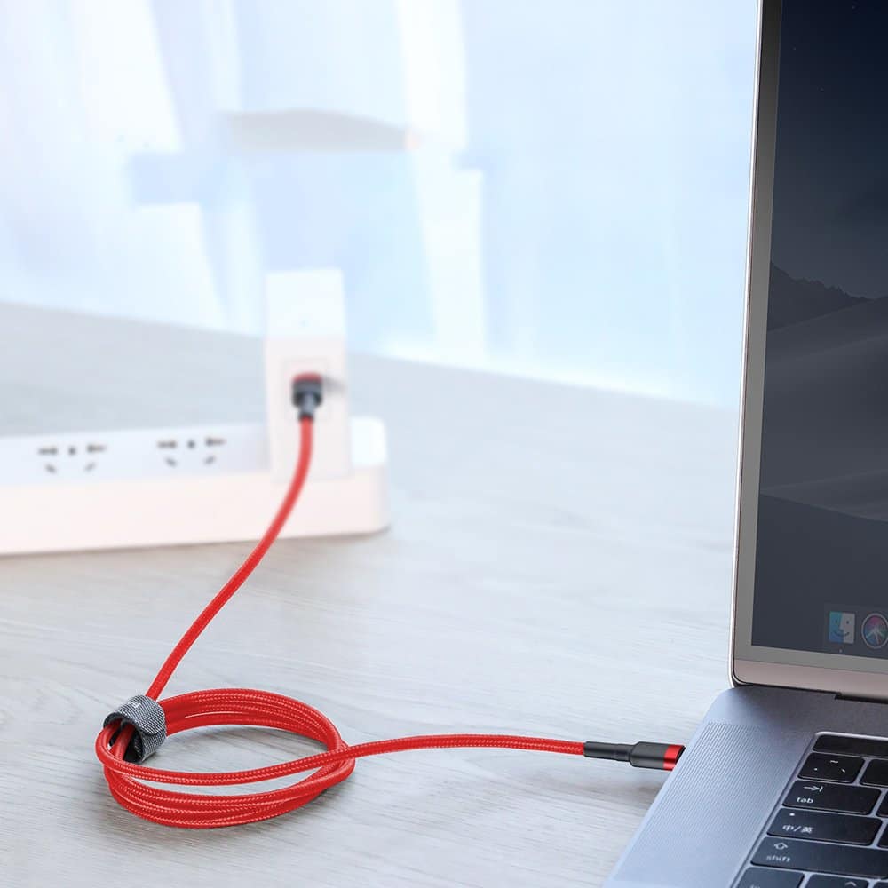 Baseus Cafule Καλώδιο Durable Nylon Cord USB-C PD / USB-C PD PD2.0 60W 20V 3A QC3.0 2M Μαύρο-Κόκκινο (CATKLF-H91) - Image 9