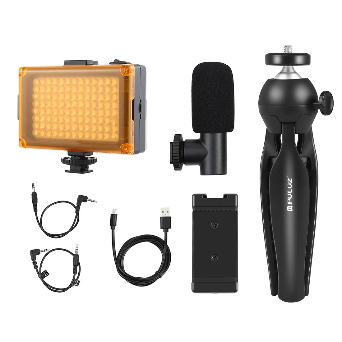 Puluz Live broadcast kit tripod mount + LED lamp + microphone + phone clamp - Image 2