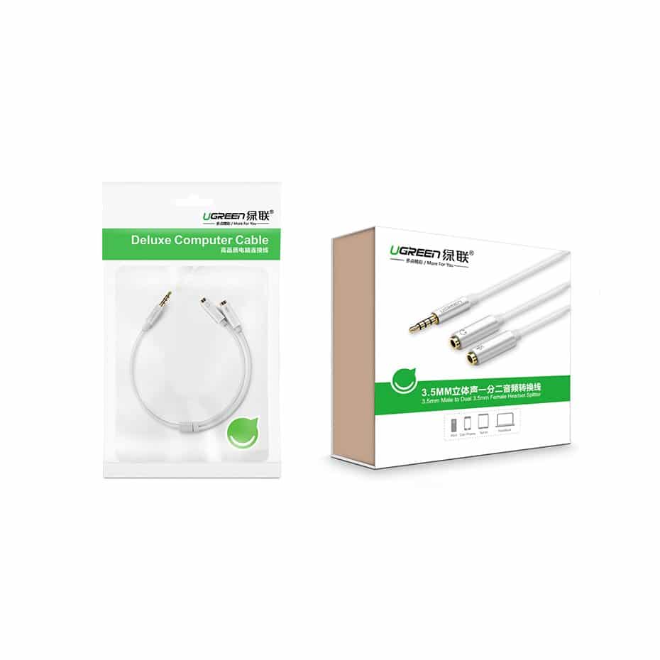 Ugreen cable cable headphone splitter 3.5 mm mini jack AUX microphone 20cm (microphone + stereo output) silver (30619) - Image 11