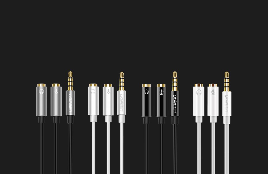 Ugreen cable cable headphone splitter 3.5 mm mini jack AUX microphone 20cm (microphone + stereo output) silver (30619) - Image 9