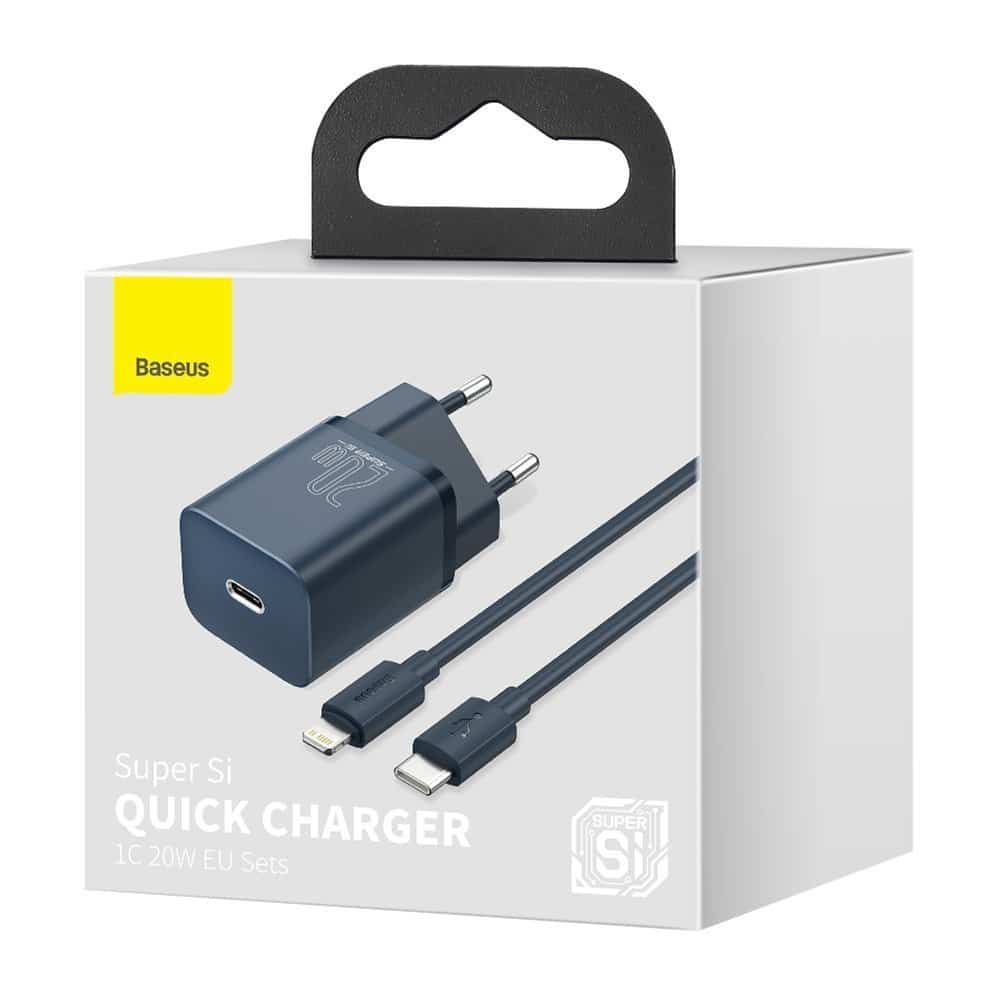 Baseus Super Si 1C fast charger USB Type C 20W Power Delivery + USB Type C - Lightning cable 1m blue (TZCCSUP-B03) - Image 5
