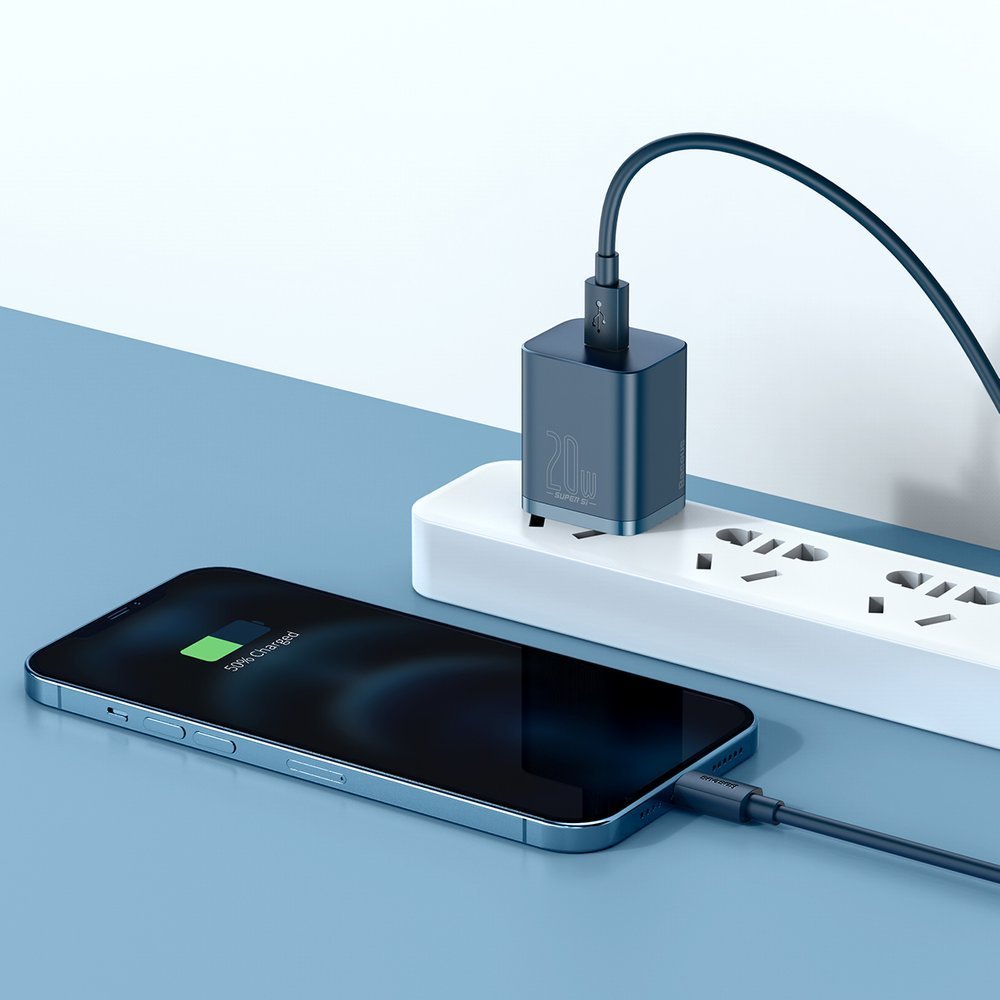 Baseus Super Si 1C fast charger USB Type C 20W Power Delivery + USB Type C - Lightning cable 1m blue (TZCCSUP-B03) - Image 12