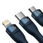 Baseus Flash Series II cable USB Type C / USB Type A - USB Type C / Lightning / micro USB 100W 1.5m (Μπλε) (CASS030203) - Image 2