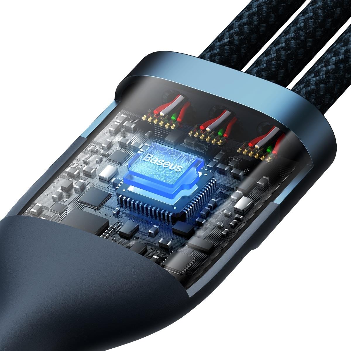 Baseus Flash Series II cable USB Type C / USB Type A - USB Type C / Lightning / micro USB 100 W 1.2 m Μπλέ (CASS030103) - Image 4
