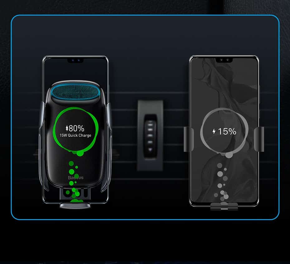 Baseus Milky Way Qi Wireless Car Charger 15W Electric Phone Holder Black (WXHW02-01) - Image 11