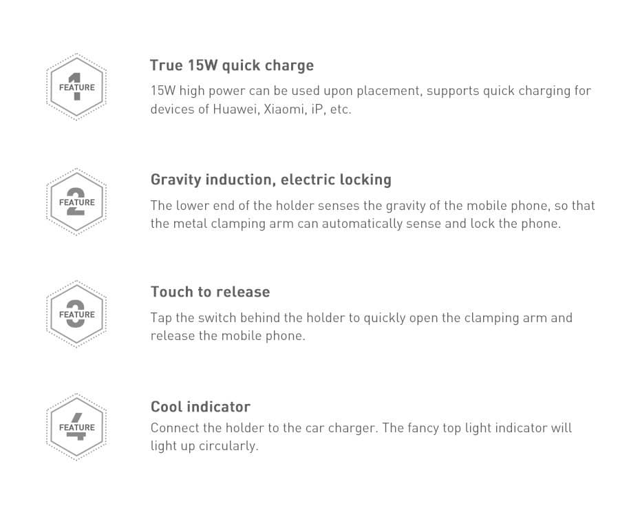 Baseus Milky Way Qi Wireless Car Charger 15W Electric Phone Holder Black (WXHW02-01) - Image 22