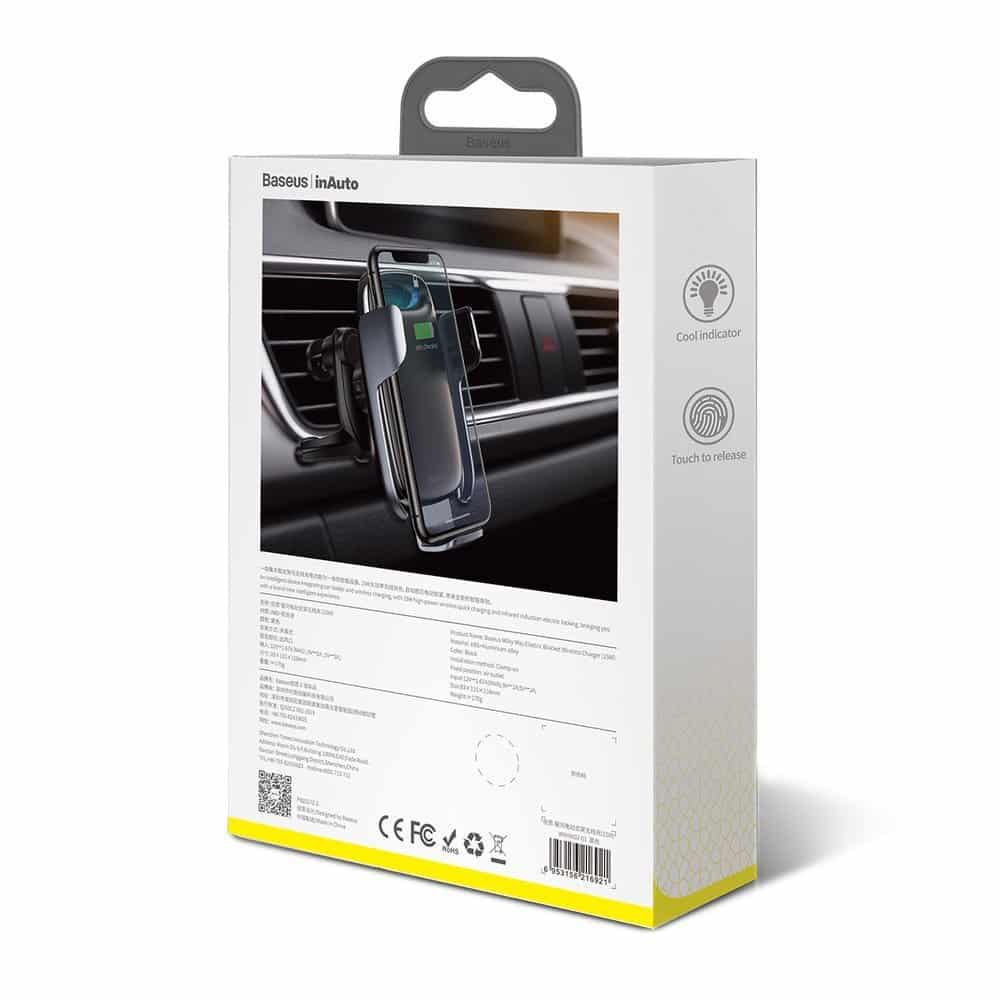 Baseus Milky Way Qi Wireless Car Charger 15W Electric Phone Holder Black (WXHW02-01) - Image 24