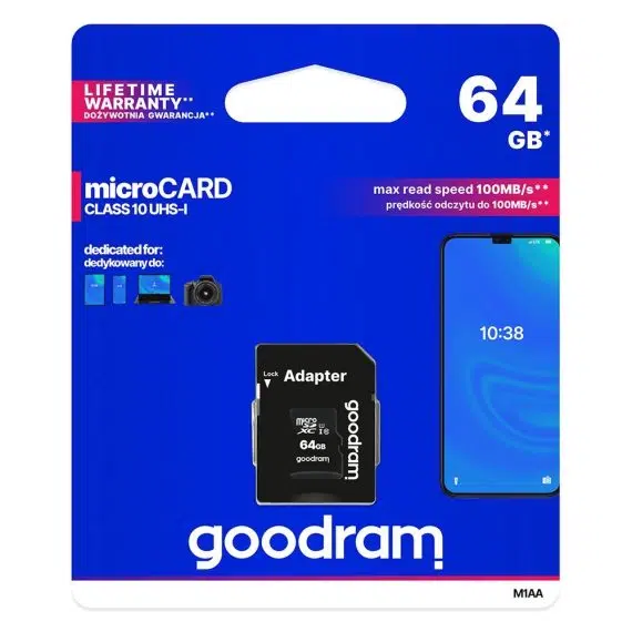 Goodram Microcard 64 GB micro SD HC UHS-I class 10 με SD αντάπτορα (M1AA-0640R12)