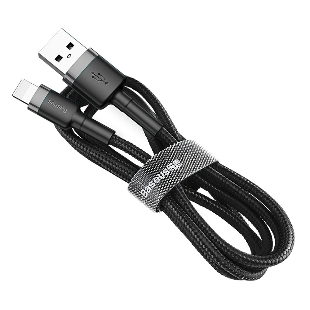 Baseus Cafule Καλώδιο durable nylon cable USB / Lightning QC3.0 2A 3M black-gray (CALKLF-RG1) - Image 5