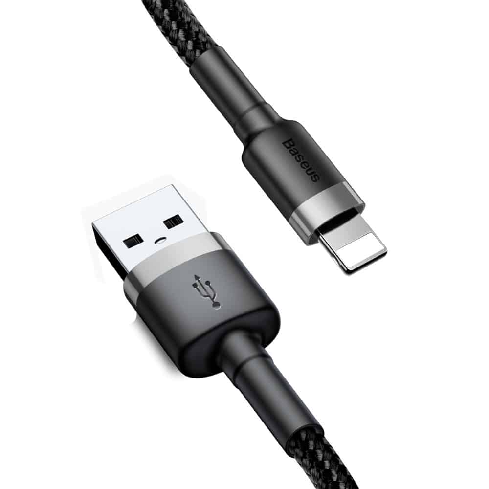 Baseus Cafule Καλώδιο durable nylon cable USB / Lightning QC3.0 2A 3M black-gray (CALKLF-RG1) - Image 2