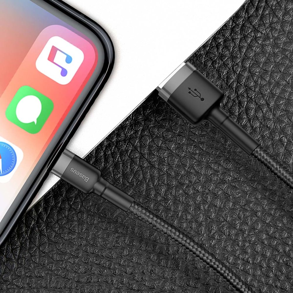 Baseus Cafule Καλώδιο durable nylon cable USB / Lightning QC3.0 2A 3M black-gray (CALKLF-RG1) - Image 6