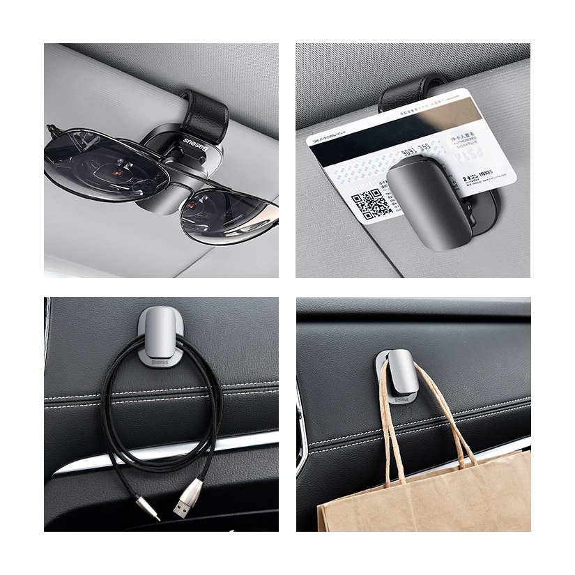 Baseus Car Holder Glasses Clip Silver (ACYJN-B0S) - Image 16