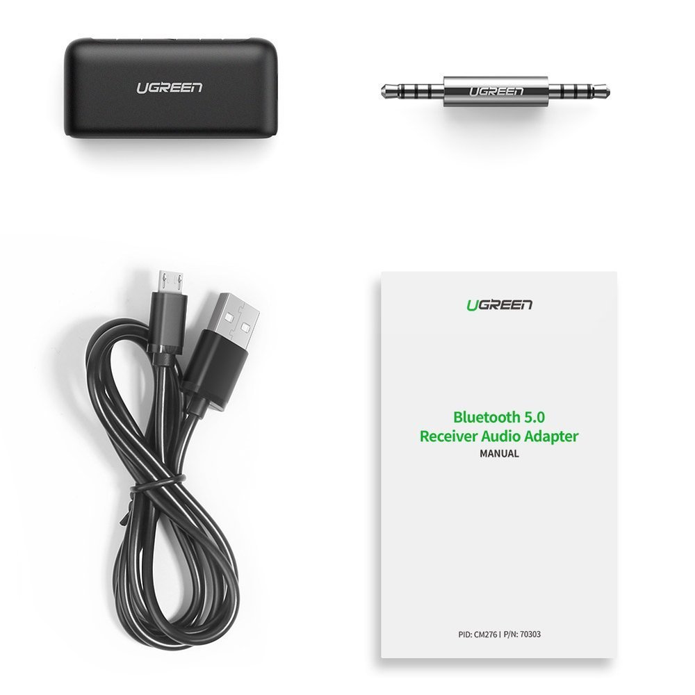 Ugreen Bluetooth 5.0 audio receiver AUX mini jack for car Μαύρο (70303) - Image 11