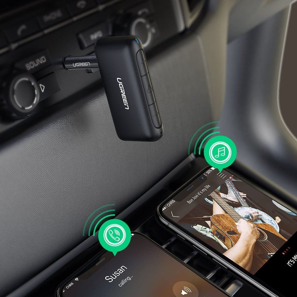 Ugreen Bluetooth 5.0 audio receiver AUX mini jack for car Μαύρο (70303) - Image 8
