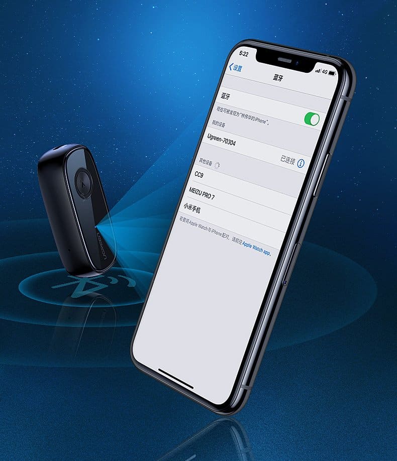 Ugreen Bluetooth 5.0 audio receiver AUX aptX, aptX LL mini headphone jack Μαύρο (70304) - Image 7