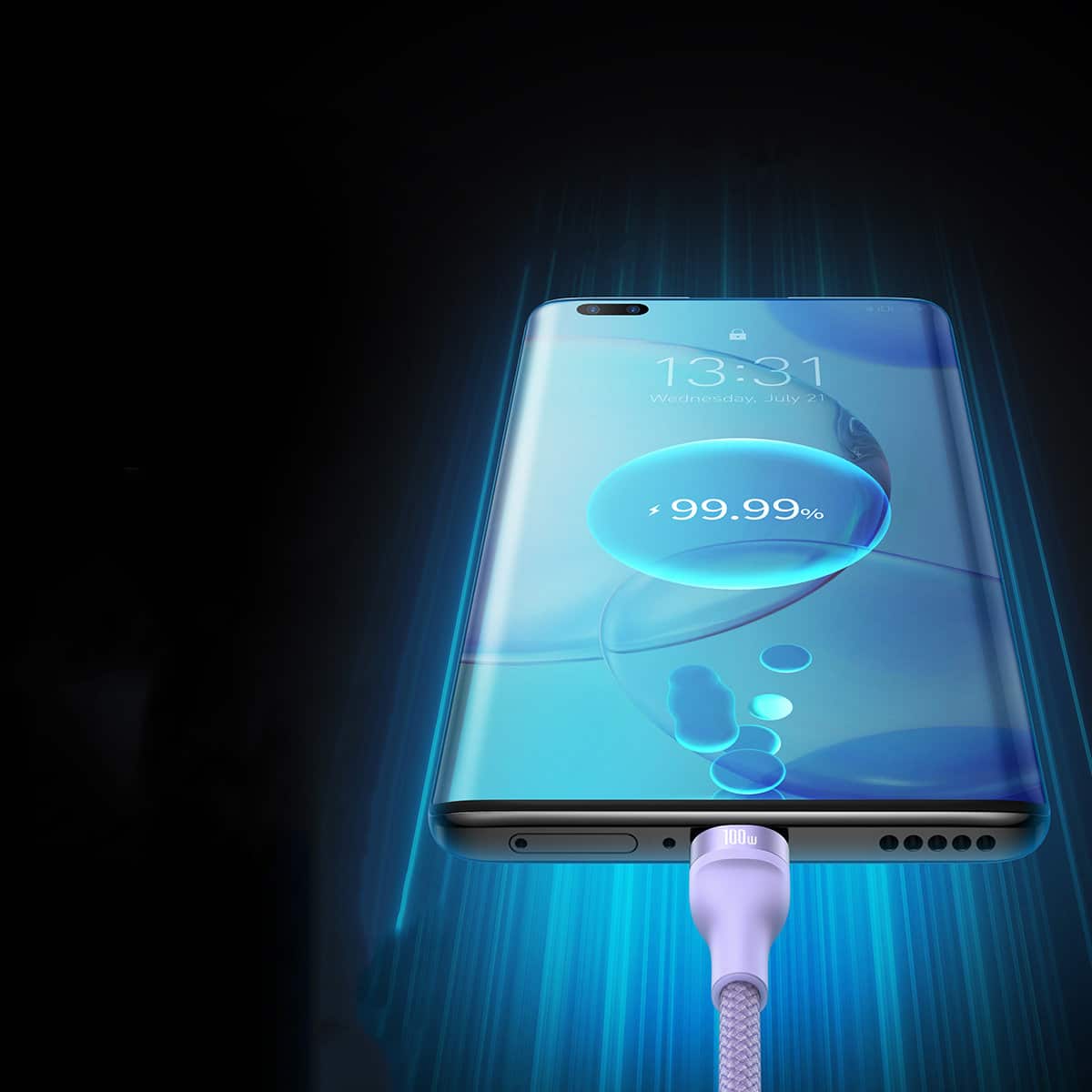 Baseus Flash Series Ⅱ One-for-three Fast Charging Data Καλώδιο USB to M+L+C 100W 1.2m Purple - Image 13