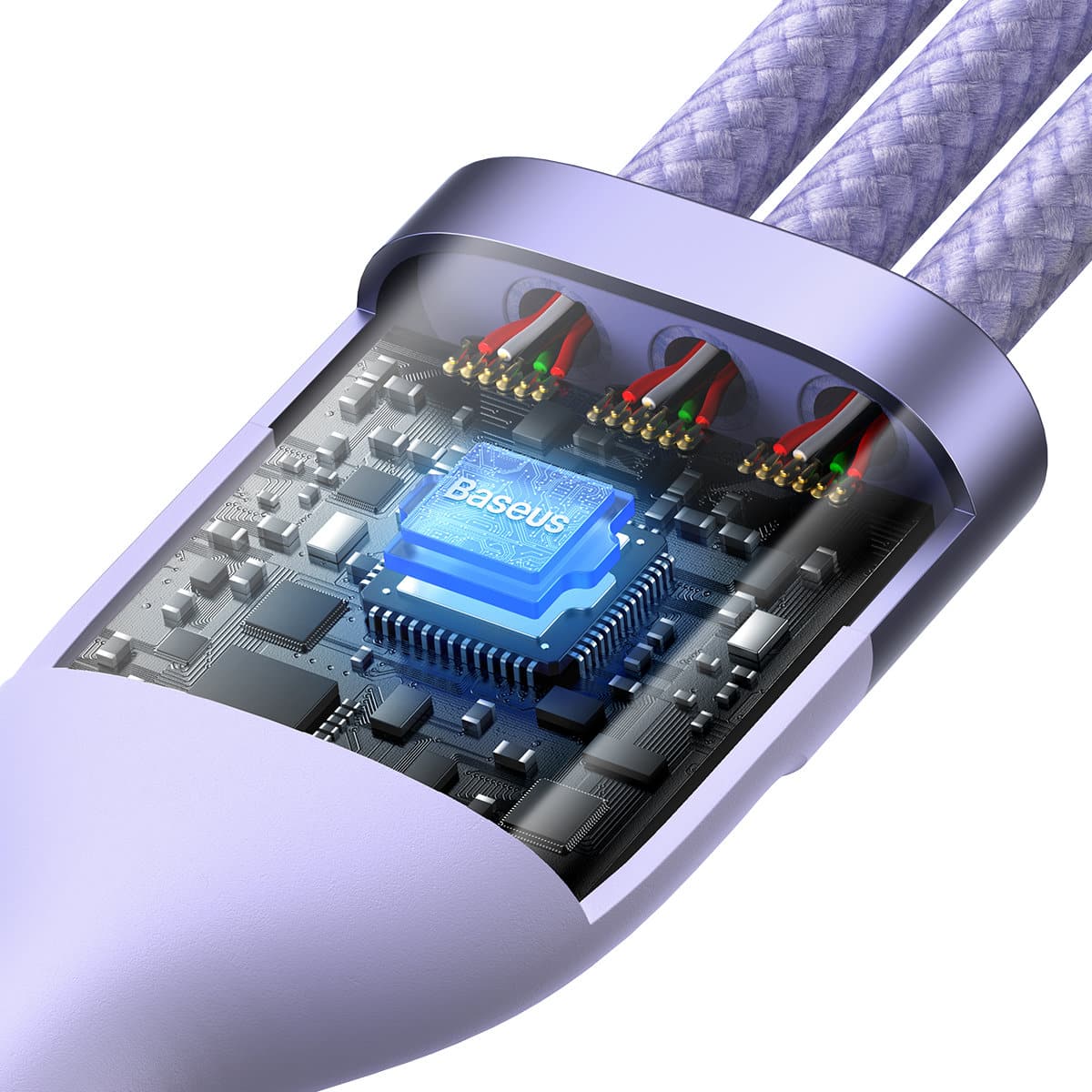 Baseus Flash Series Ⅱ One-for-three Fast Charging Data Καλώδιο USB to M+L+C 100W 1.2m Purple - Image 4