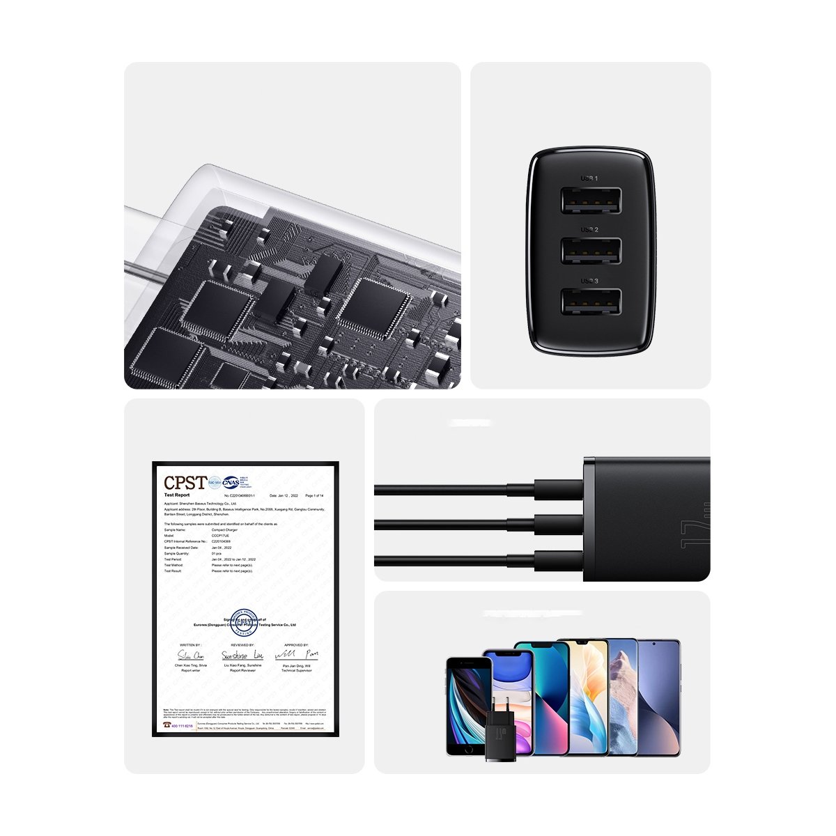 Baseus Compact charger 3x USB 17W Λευκό (CCXJ020102) - Image 11
