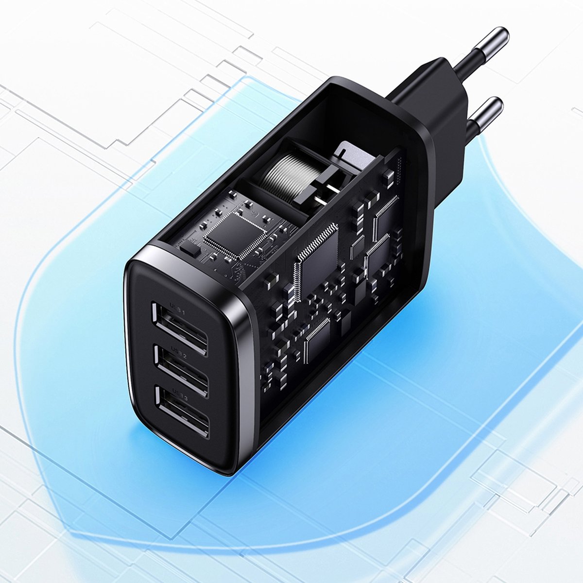 Baseus Compact charger 3x USB 17W Λευκό (CCXJ020102) - Image 12
