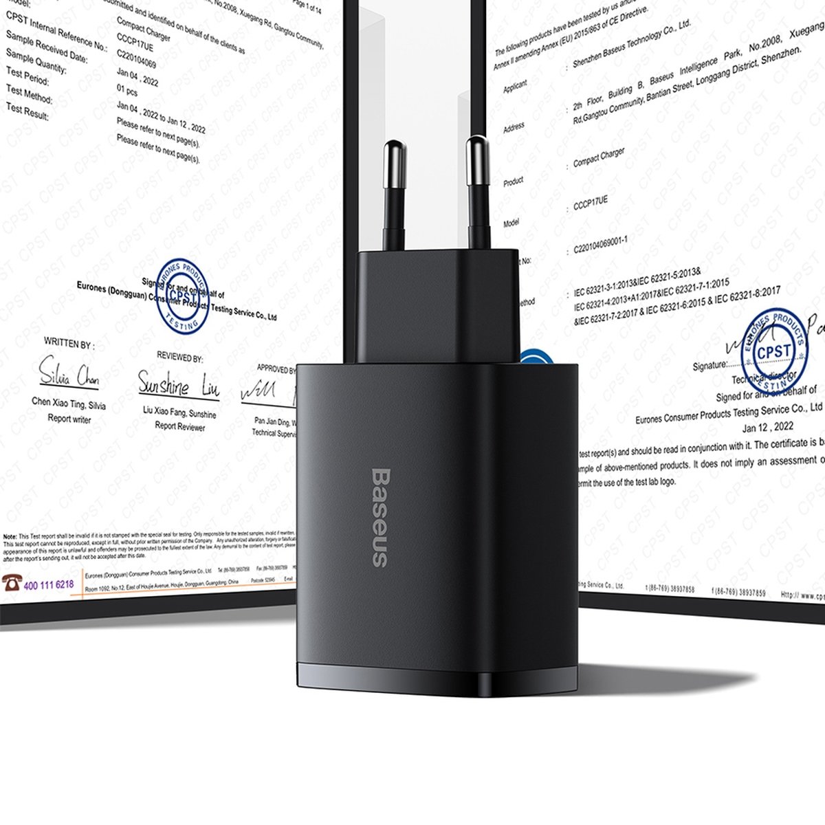 Baseus Compact charger 3x USB 17W Λευκό (CCXJ020102) - Image 15
