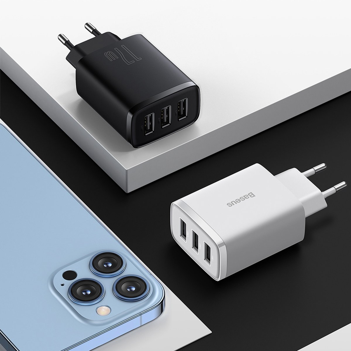 Baseus Compact charger 3x USB 17W Λευκό (CCXJ020102) - Image 17